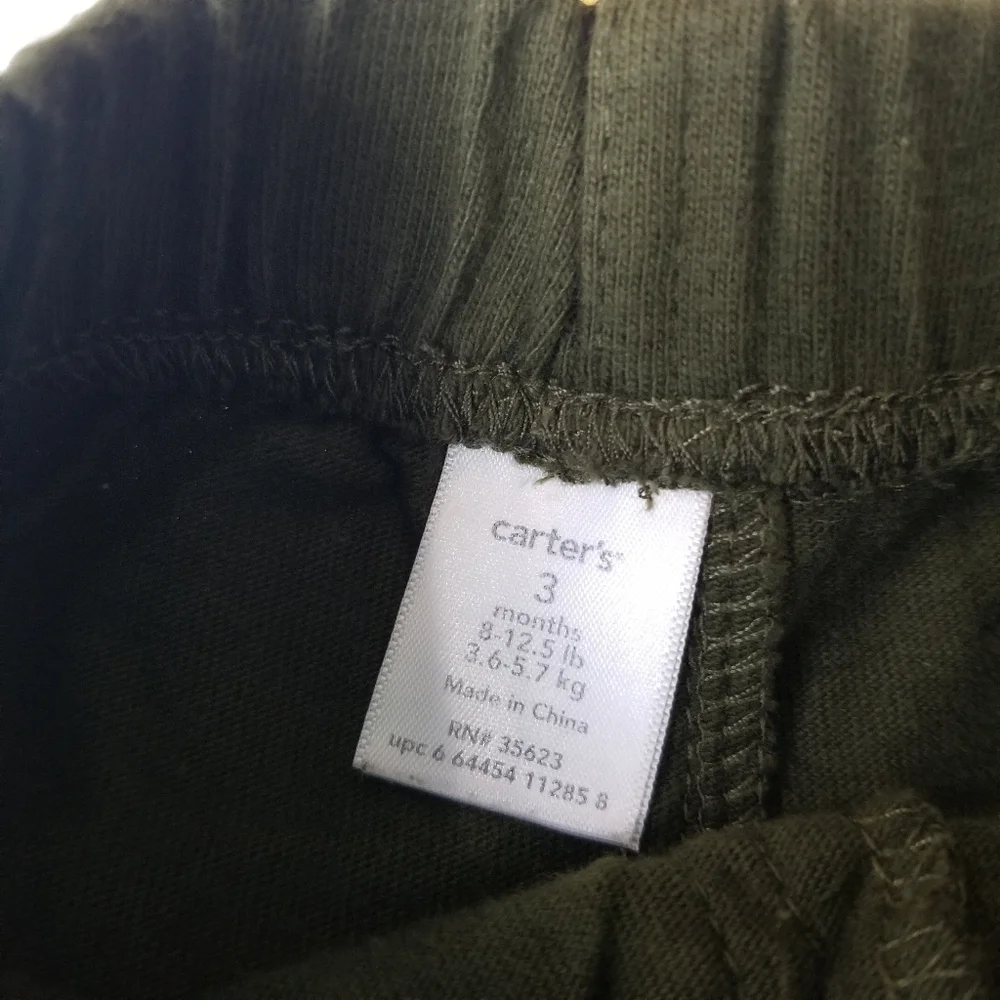 Born to Explore Carter's 3 mo olive green and yellow short/shirt set